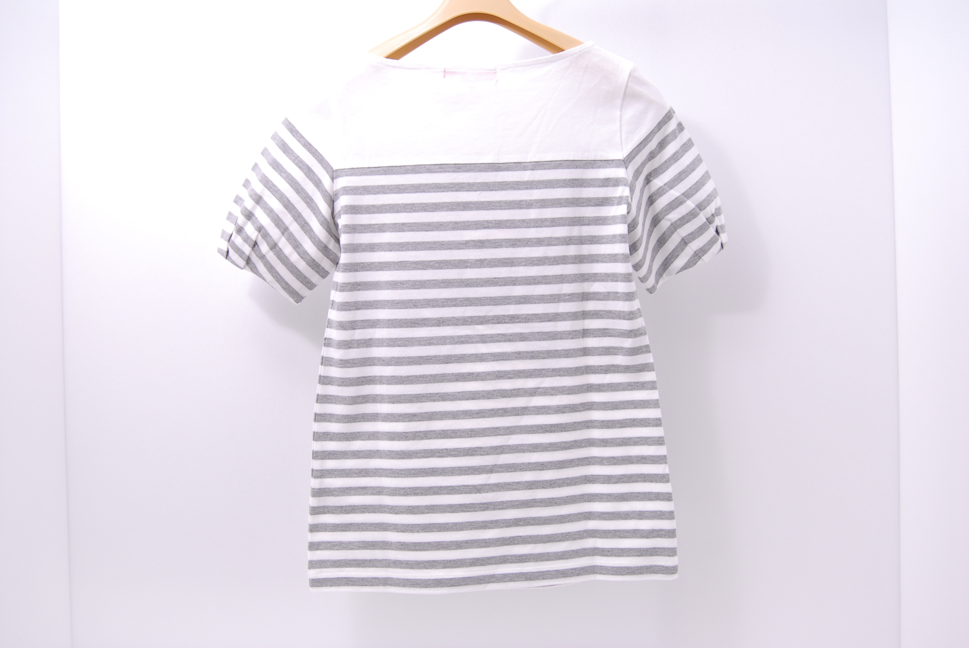 新品 ピッコーネ 半袖ボートネック 白 グレー ボーダー ホワイト 38 M ココゴルフ