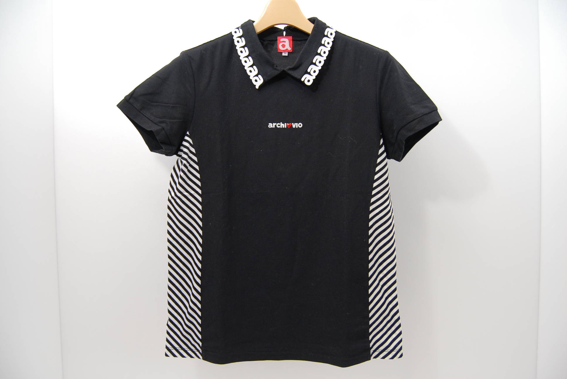 アルチビオ☆半袖ポロシャツ☆黒×白☆ブラック×ホワイト/ボーダー☆38(M)☆USED｜ココゴルフ
