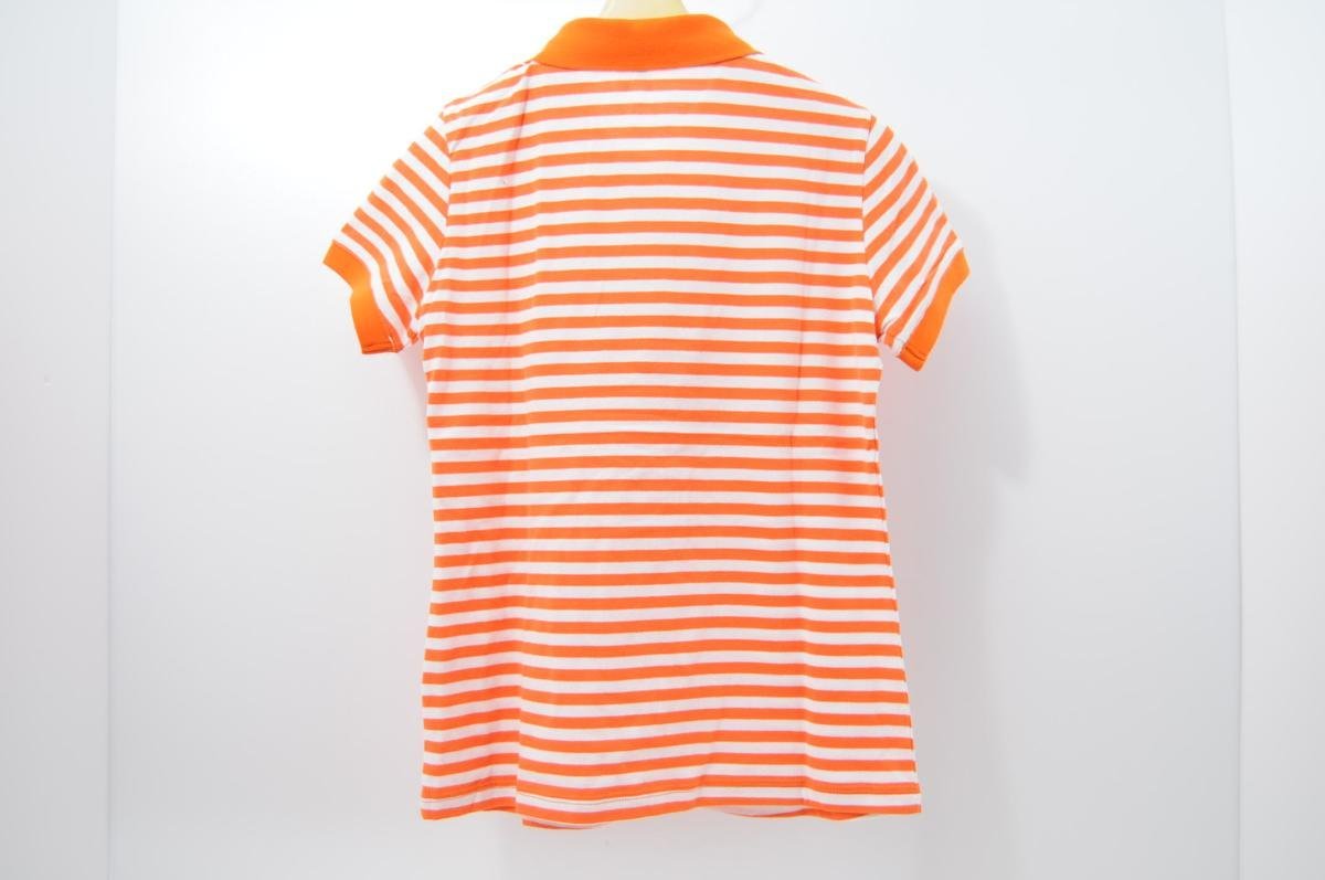 新品 ブリリアントビルド 半袖ポロシャツ オレンジ 白 ボーダー L ココゴルフ