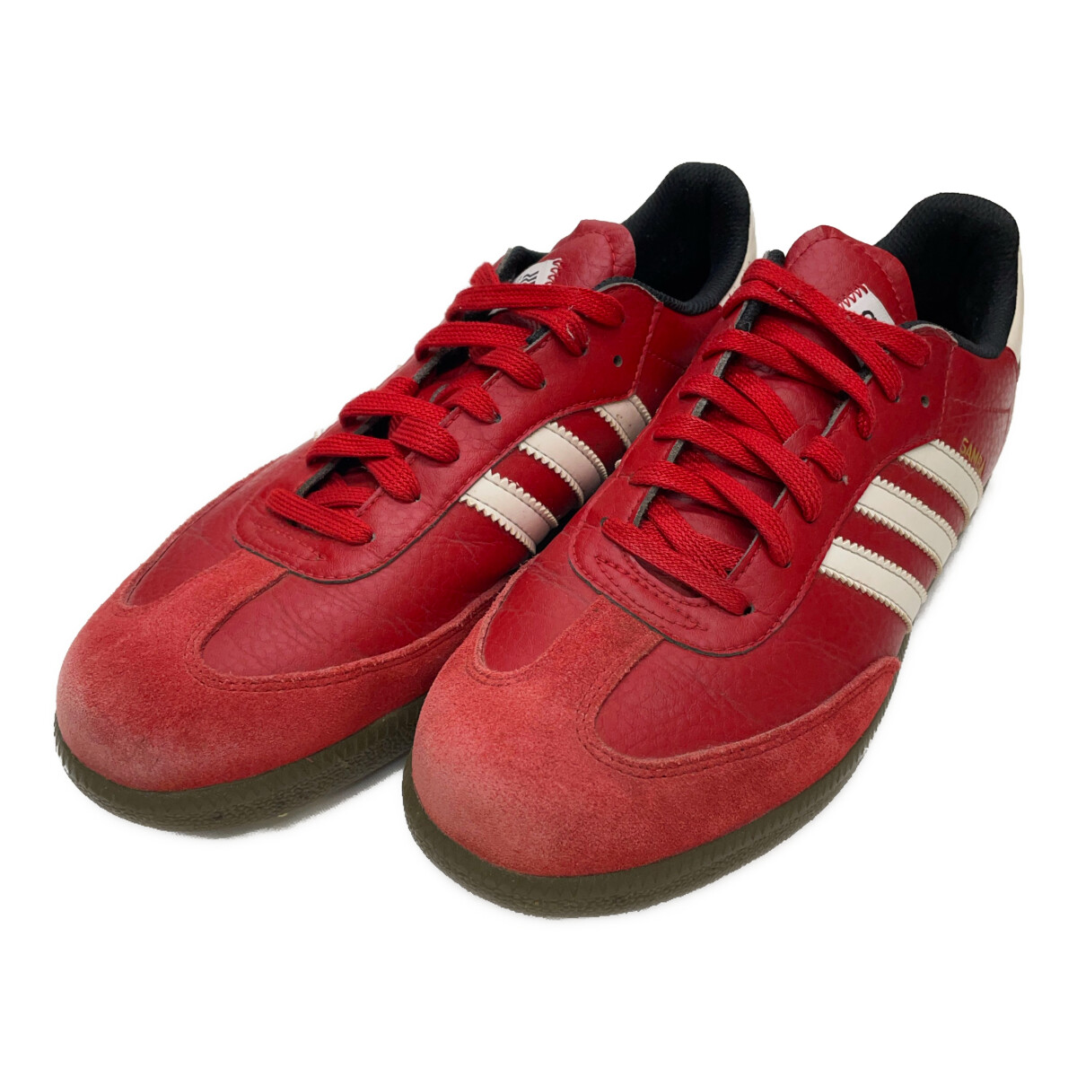 中古 アディダス adidas ゴルフシューズ 25.5 レッド 赤 サンバ