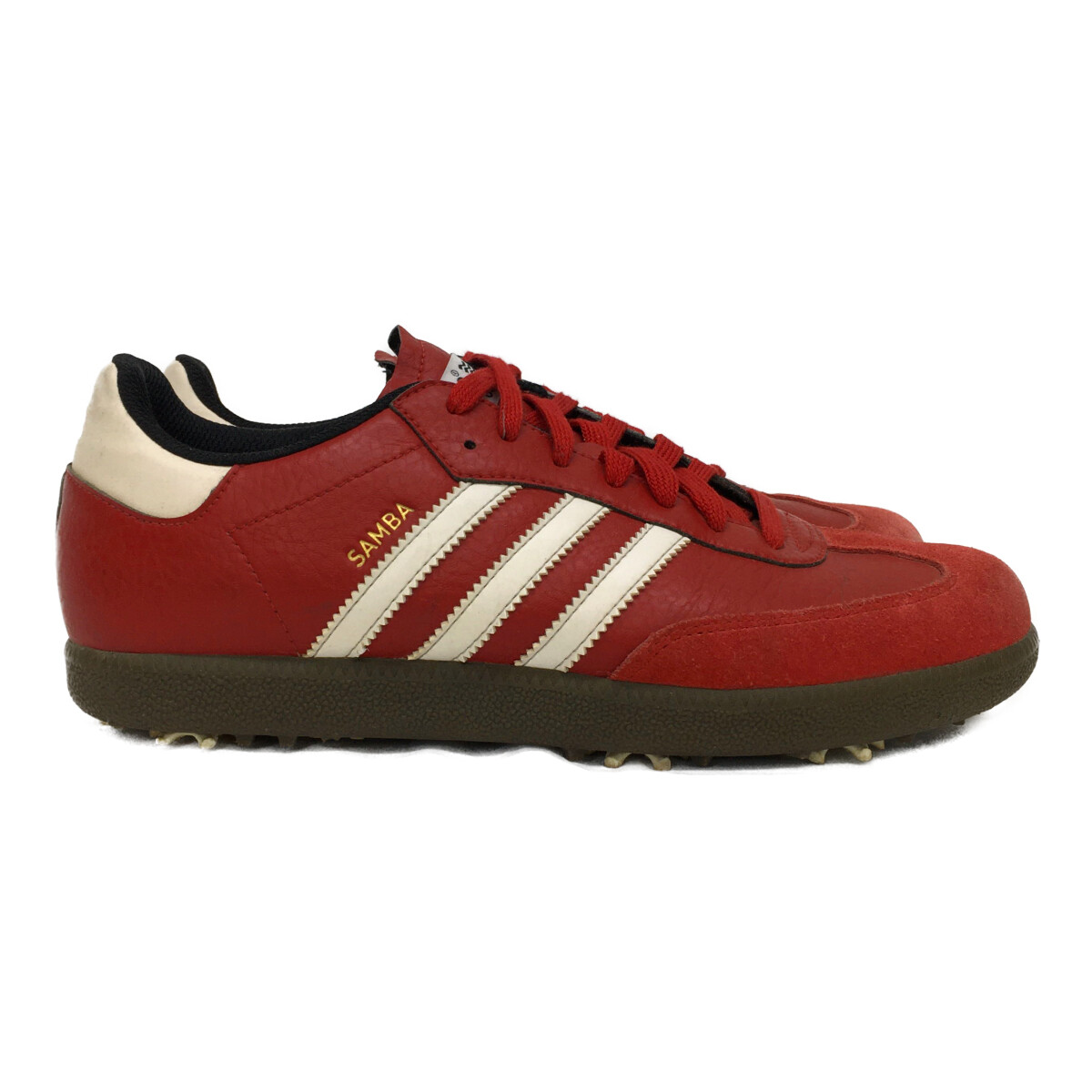 中古 アディダス adidas ゴルフシューズ 25.5 レッド 赤 サンバ