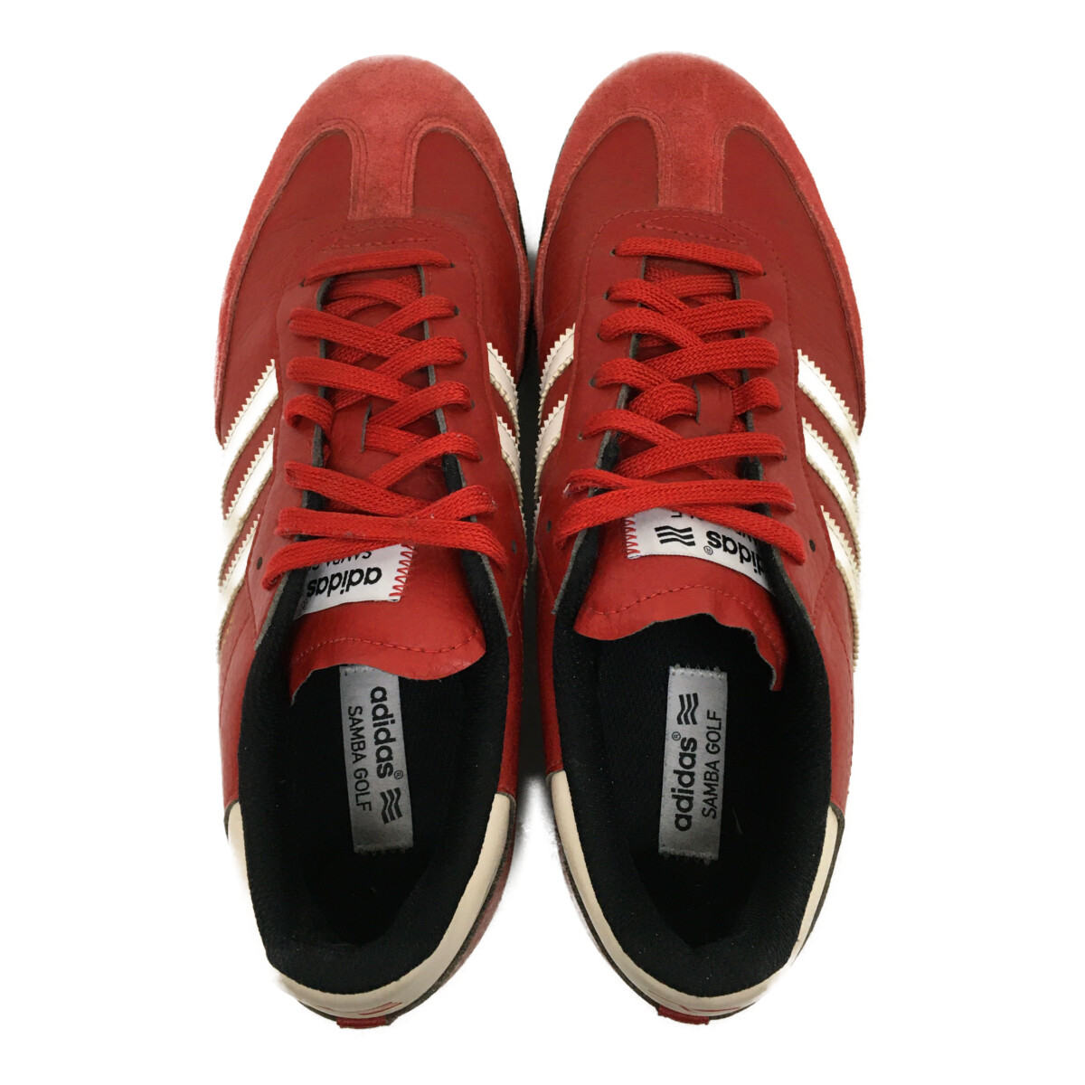 中古 アディダス adidas ゴルフシューズ 25.5 レッド 赤 サンバ