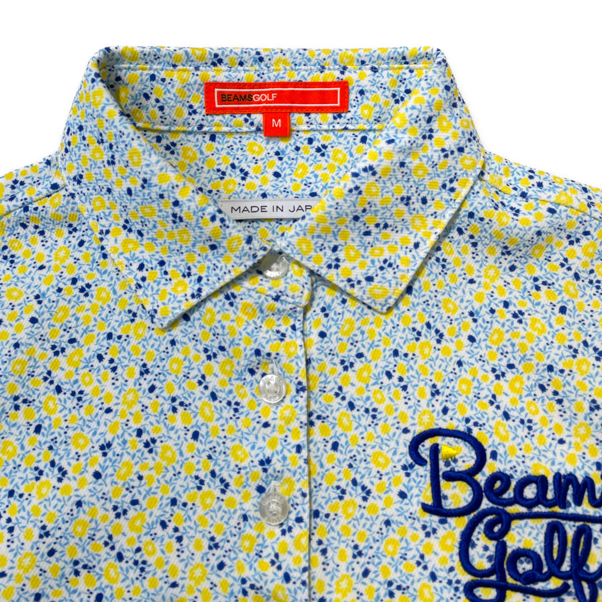 大人気！ BEAMS GOLF × LIBERTY 2021年モデル ビームス ゴルフ 半袖ポロシャツ 花柄 白 ネイビー M レディース ゆうパケ可 ○ 新規× 中古 レディース ビームスゴルフ BEAMSGOLF 半袖ポロシャツ M 白