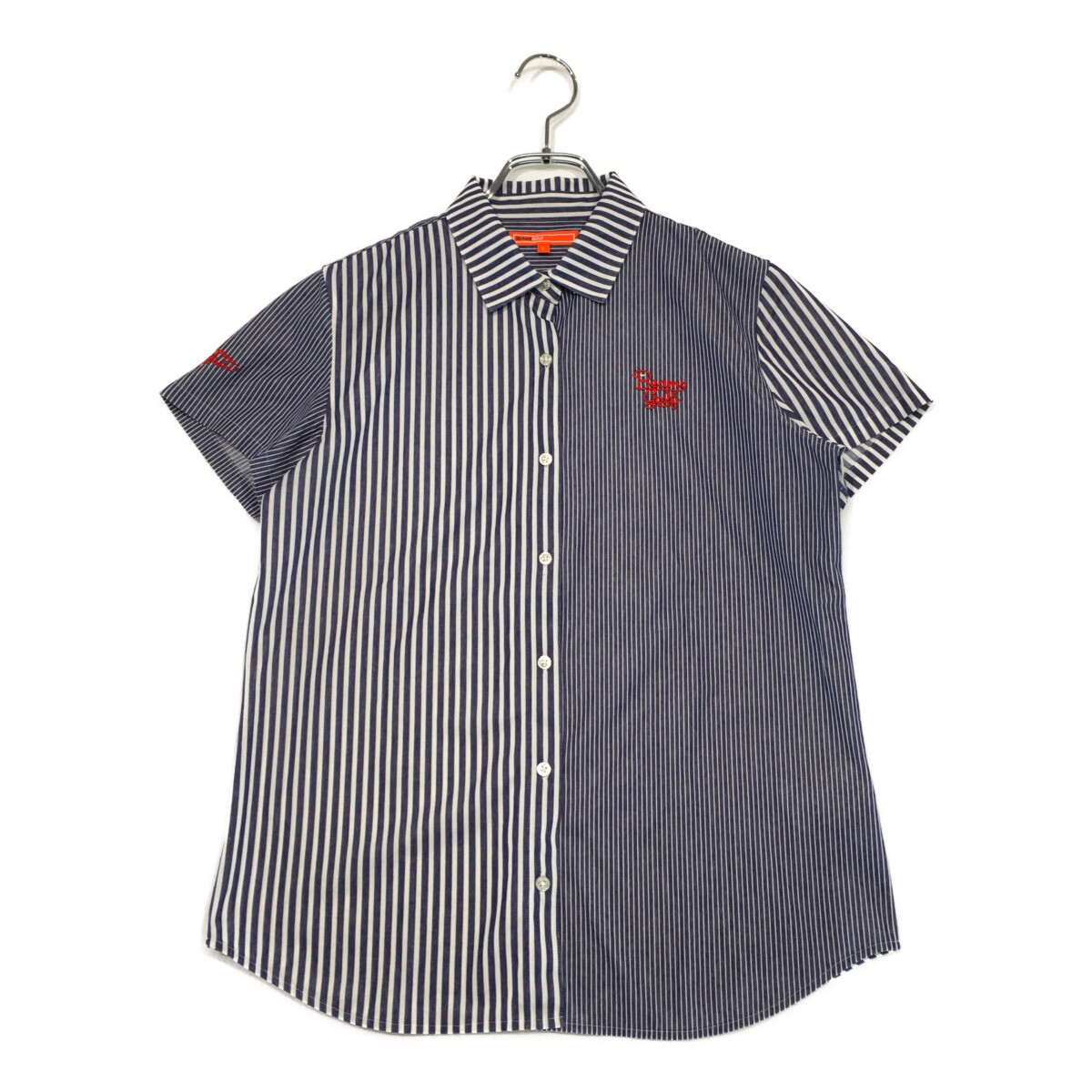 中古 レディース ビームスゴルフ BEAMSGOLF 半袖シャツ L 紺×白