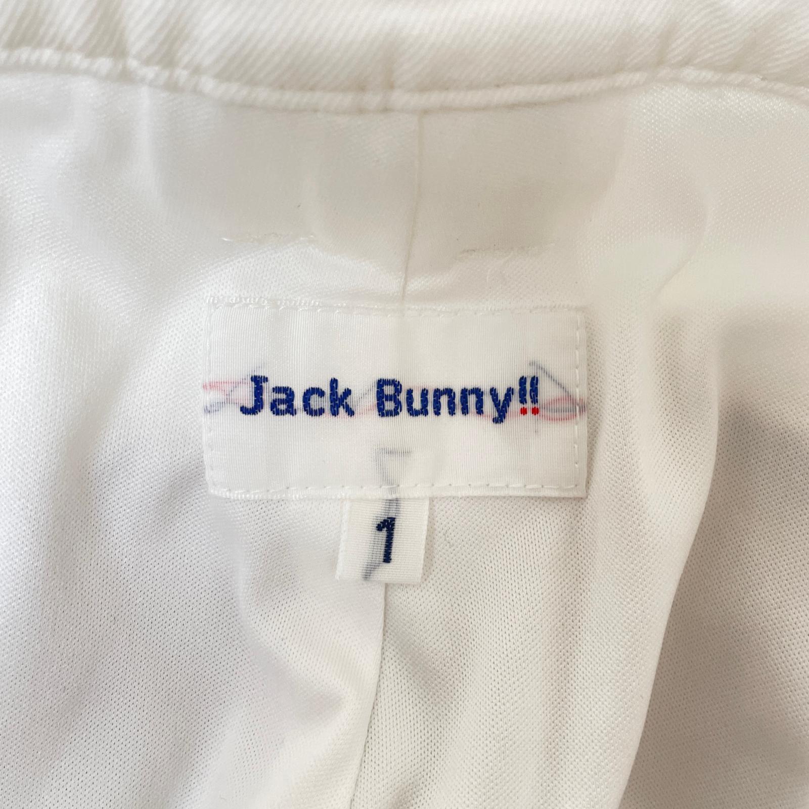 ⭐️新品未使用⭐️JACKBUNNYホワイト ビッグロゴ 6(着丈66.5身幅59) ジャックバニー JB バイカラーロゴあご紐付きハット レディース