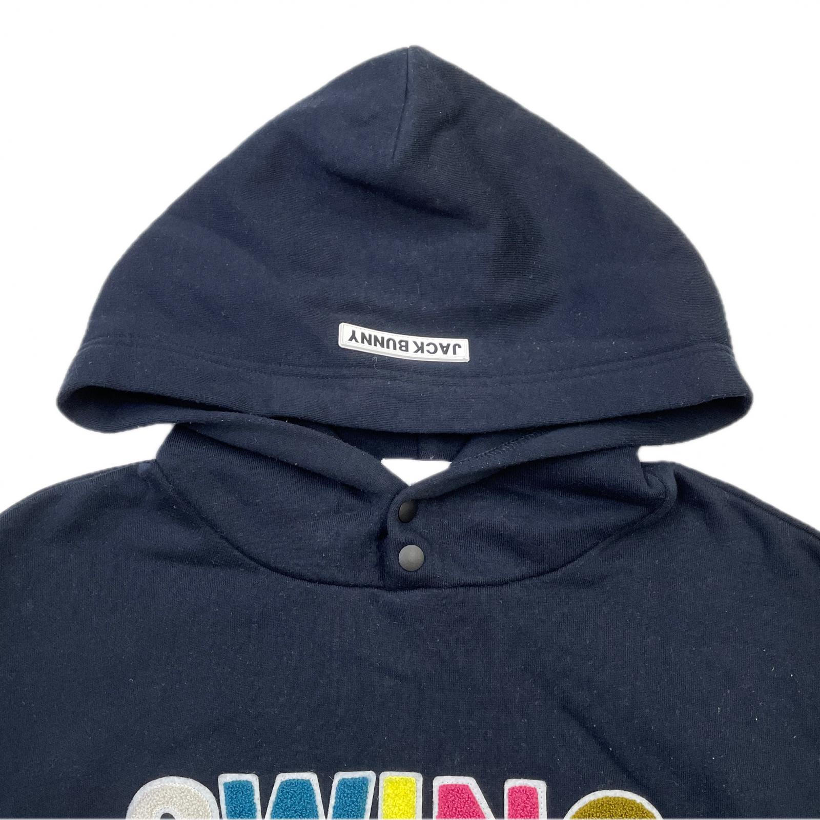 ジャックバニー　アウター　パーカー ジャックバニー パーカー 黒系×白 裏起毛 ビッグロゴ メンズ 5(L