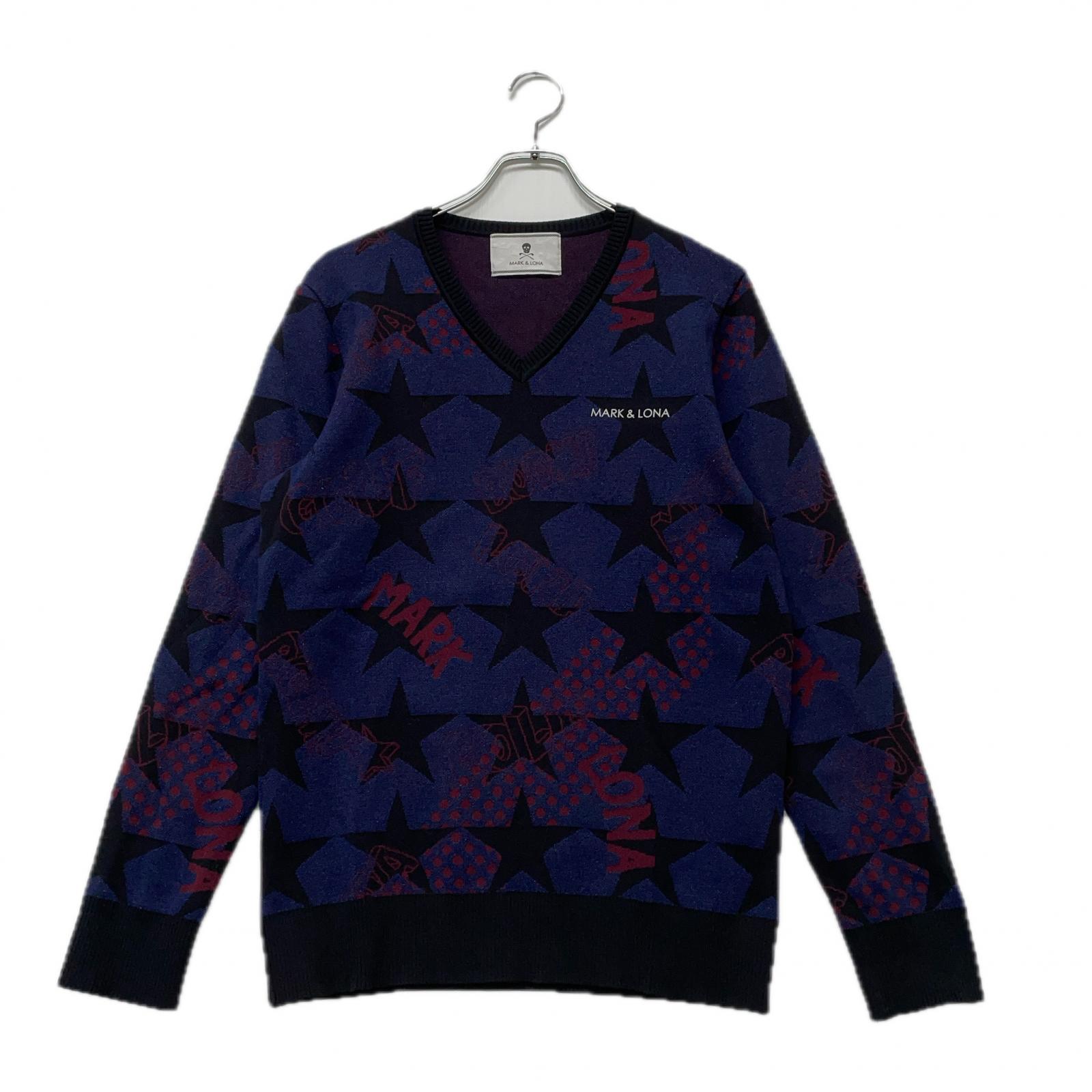 MARK&LONA - coco 中古 マークアンドロナ MARK&LONA メンズ ニットアウター 48(L) 濃紺×緑 長袖ダブルジップ 中綿入り 中古 メンズ マークアンドロナ MARK&LONA ニット 46(M) 紺系
