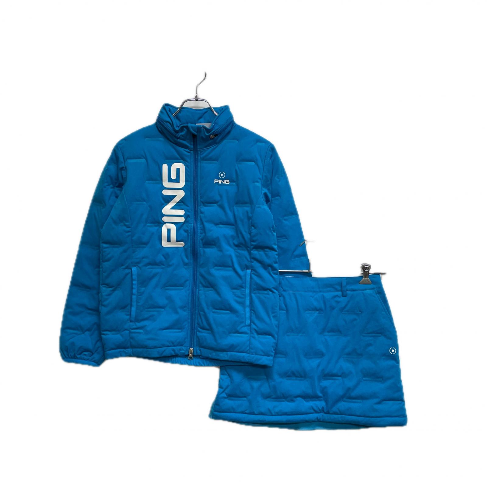 中古 レディース ピン PING セットアップ M 水色 中綿 軽量