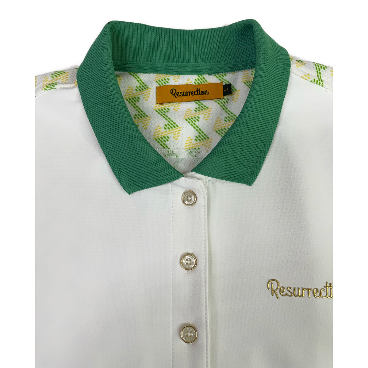 新品未使用 Resurrection ポロワンピース ホワイト/グリーン 中古 レディース レザレクション Resurrection ワンピース L 白