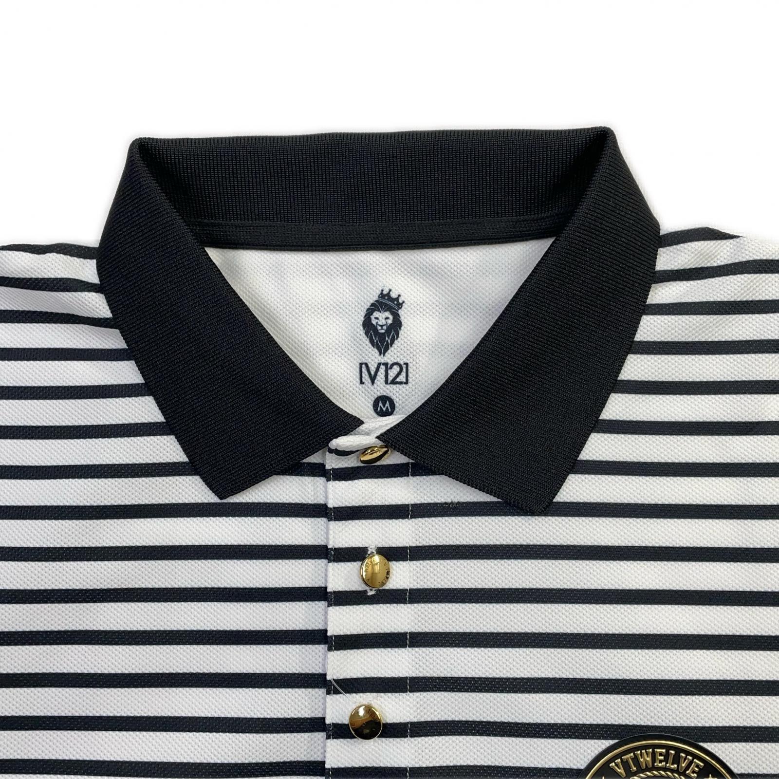 美品　V12 （V TWELVE） メンズ　半袖ポロシャツ　M 中古 メンズ ヴィ・トゥエルヴ V12 半袖ポロシャツ M 黒×白