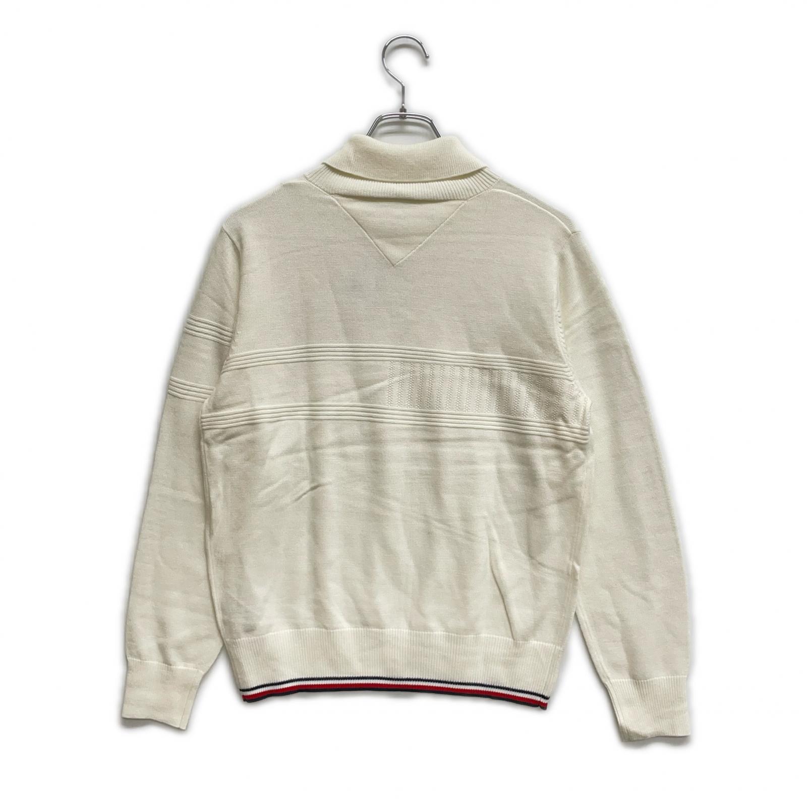 TOMMY HILFIGER ホワイトタートルネック M TOMMY HILFIGER スウェット タートルネック ハーフジッパー (Tommy