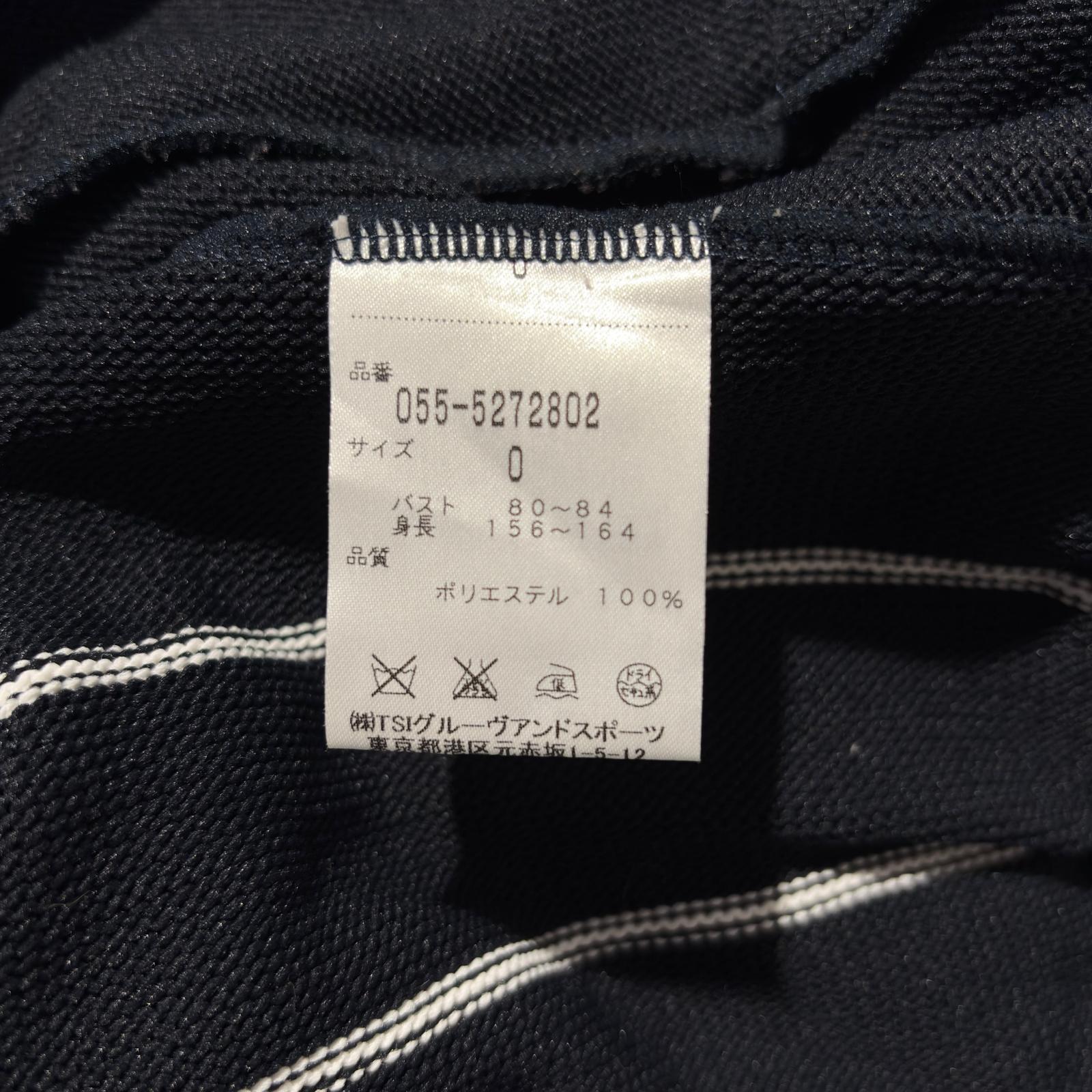 【PEARLY GATES 】 フリースニットジャケット・レディースサイズ0 PEARLY GATES パーリーゲイツ ニットジャケット ネイビー×白 ウール混