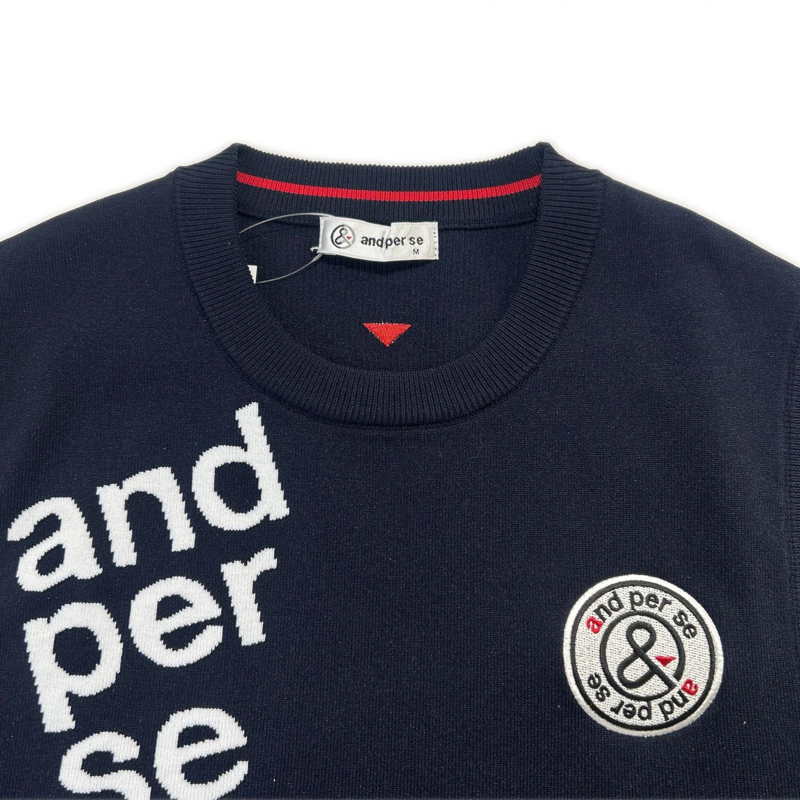 中古 メンズ アンパスィ and per se ベスト M 紺 ネイビー クルー