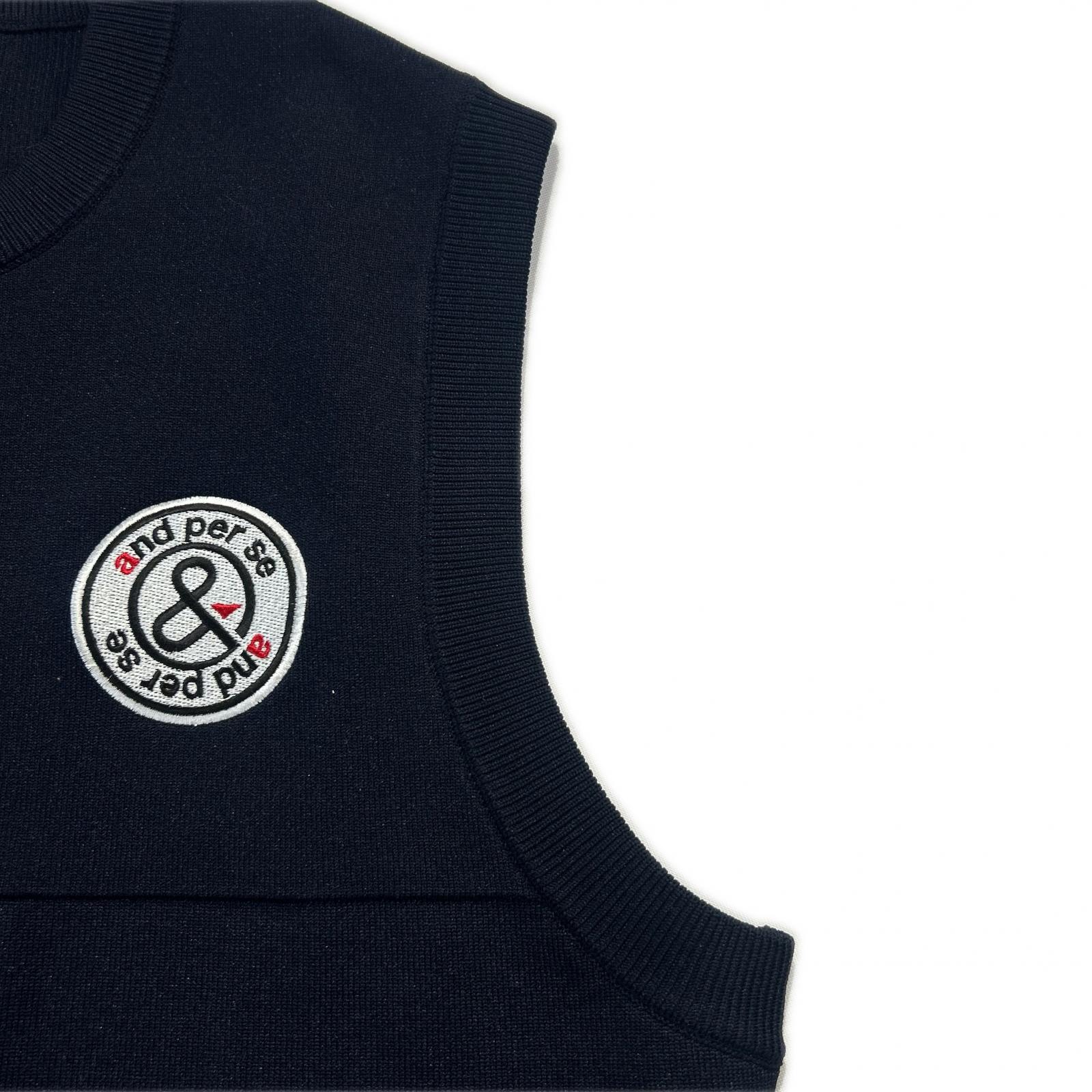 値下　and per se アンパスィ ベスト タグ付き新品　定価23100円 中古 メンズ アンパスィ and per se ベスト M 紺 ネイビー クルー