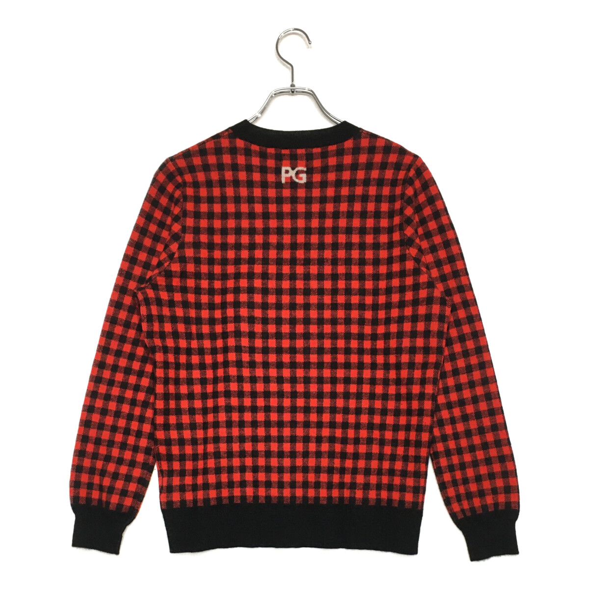 PEARLY GATES カシミヤセーター チェック レッド メンズ サイズ4 中古 レディース パーリーゲイツ PEARLY GATES セーター 2(L) 赤×黒