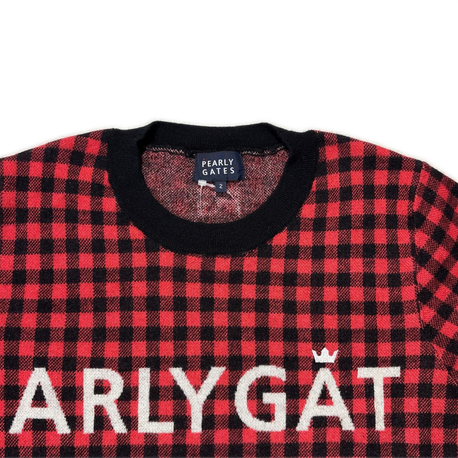 PEARLY GATES レッド/ブラックチェック　セットアップ 中古 レディース パーリーゲイツ PEARLY GATES セーター 2(L) 赤×黒