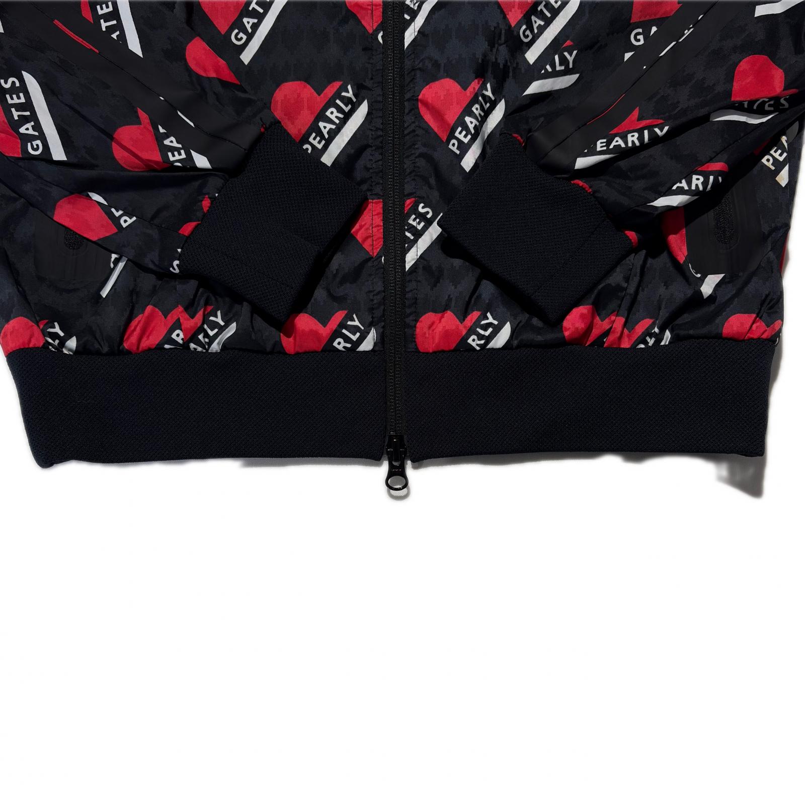 ○★新品未使用　PEARLY GATES　ハートロゴ柄　ジャケット　2　ブラック 中古 レディース パーリーゲイツ PEARLY GATES フルジップアウター 1(M
