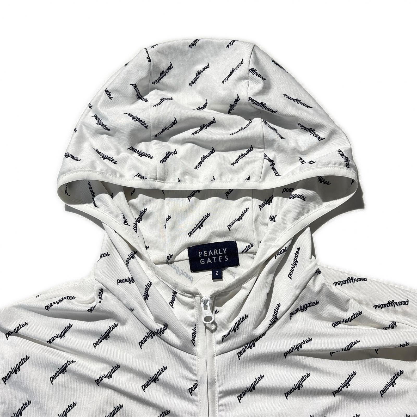 パーリーゲイツ◆PEARLYGATES 総柄ロゴメッシュプルパーカー ホワイト 中古 レディース パーリーゲイツ PEARLY GATES フルジップアウター 2(L