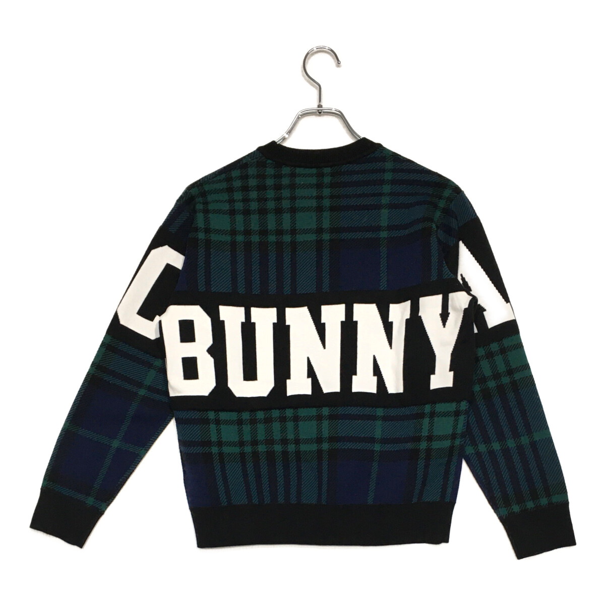 新品 パーリーゲイツ ジャックバニー チェック切替 Wジャガードニット6LL緑 中古 レディース ジャックバニー Jack Bunny!! セーター 1(M) 緑系