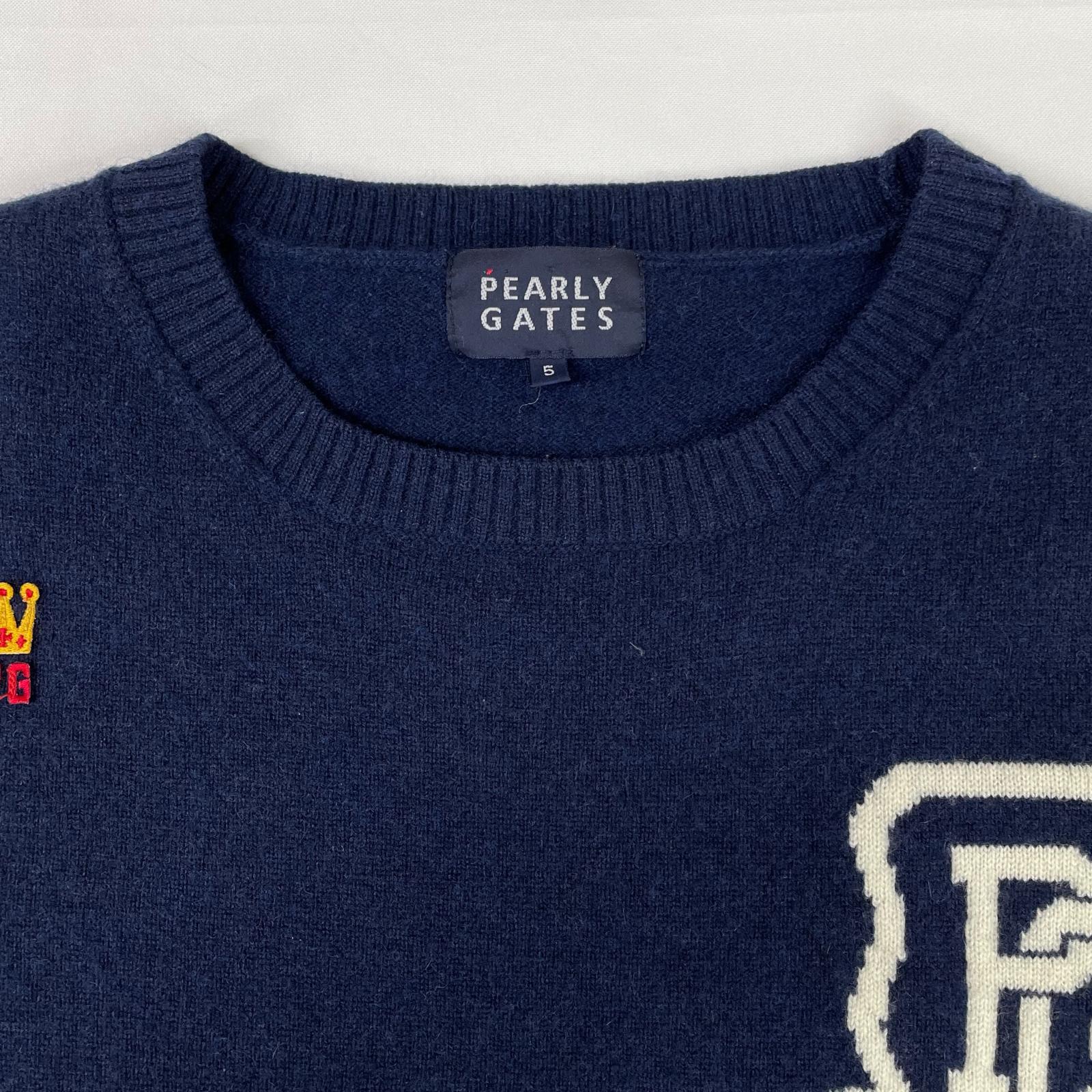 パーリーゲイツ☆メンズカシミアセーター☆サイズ５（Ｌ） 中古 メンズ パーリーゲイツ PEARLY GATES セーター 5(L) ネイビー 25