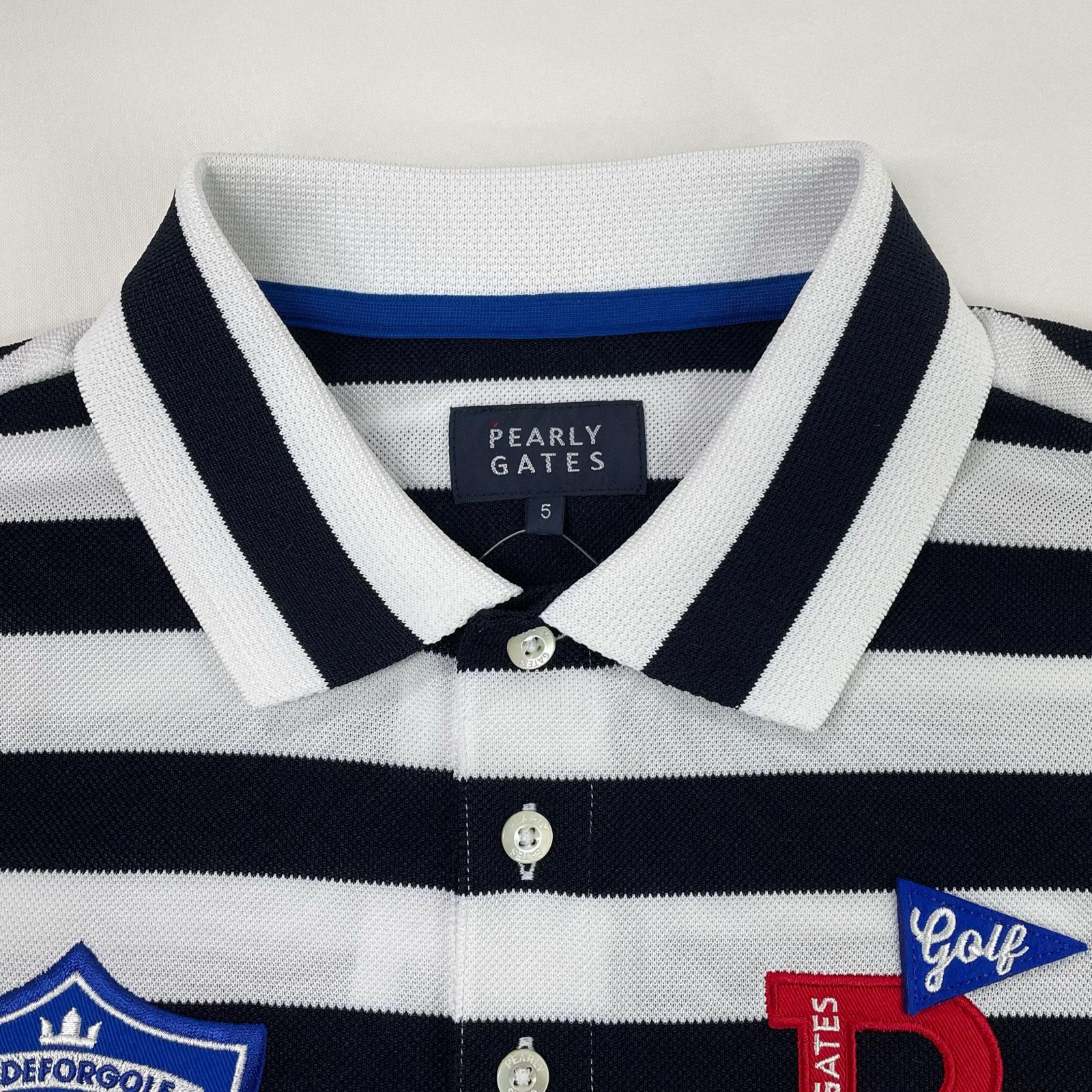 中古 メンズ パーリーゲイツ PEARLY GATES 半袖ポロシャツ 5(L) 白×紺