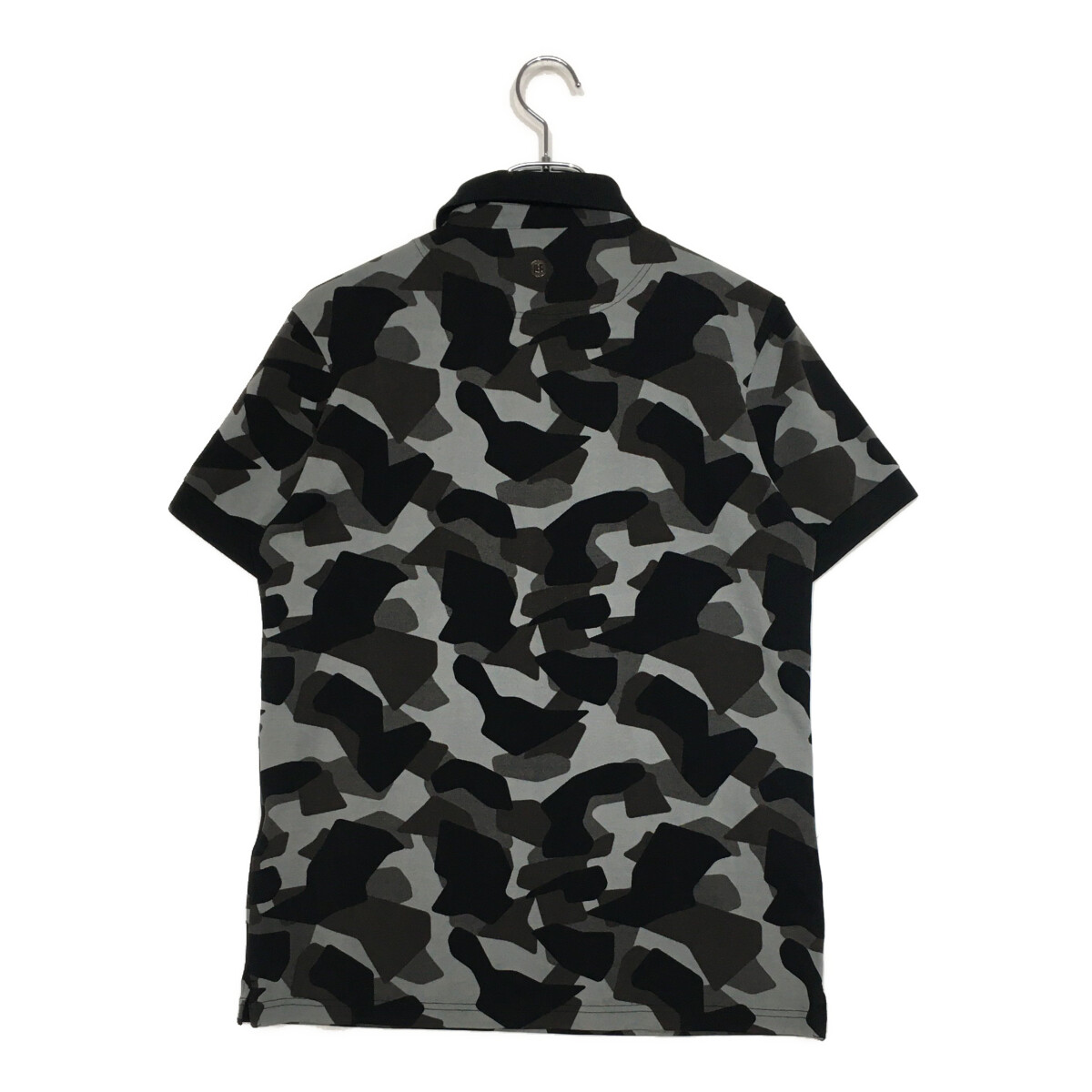 【美品】BRIEFING GOLF 半袖ポロシャツ ブラック カモフラ L 中古 メンズ ブリーフィング BRIEFING 半袖ポロシャツ M 黒×グレー系