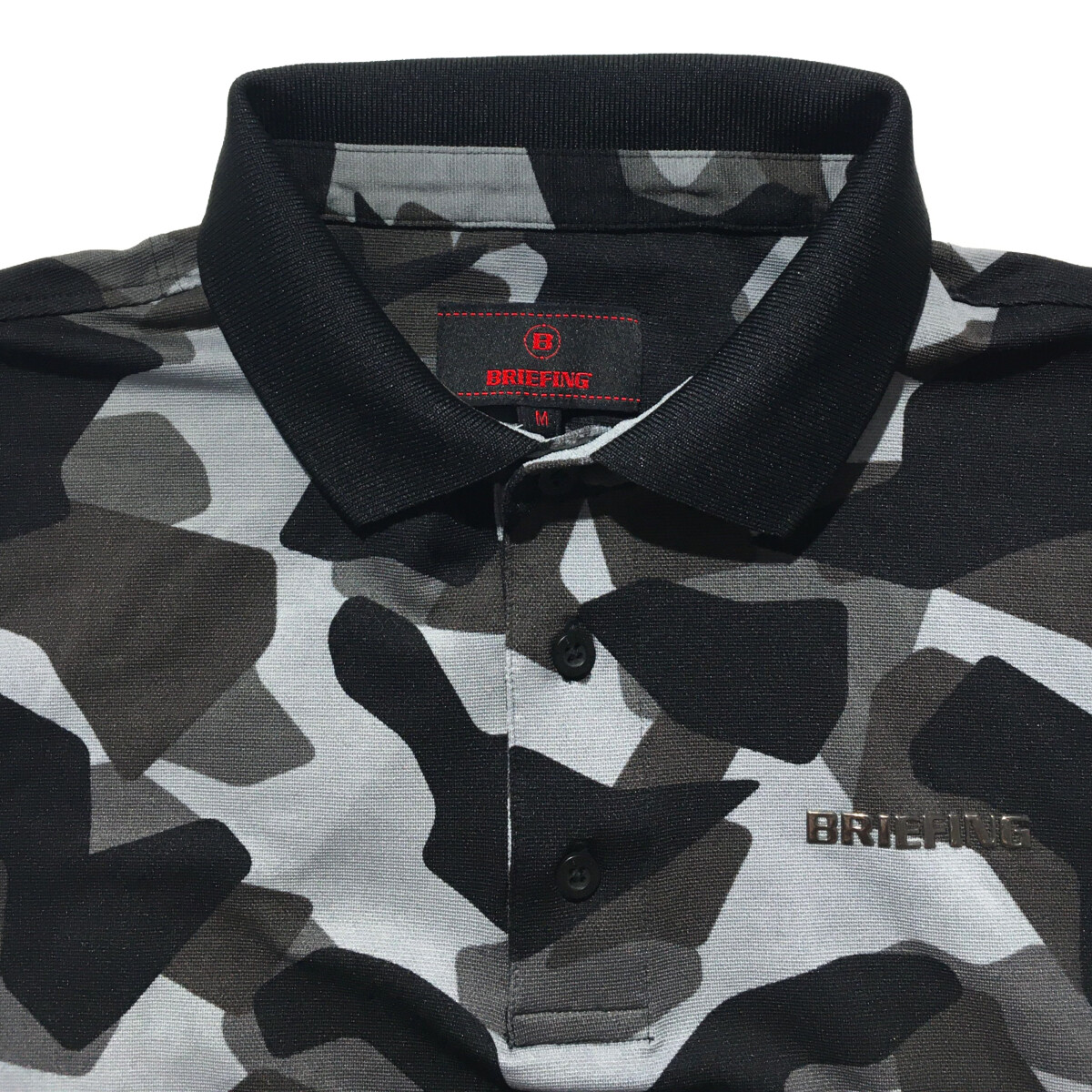 中古 メンズ ブリーフィング BRIEFING 半袖ポロシャツ M 黒×グレー系
